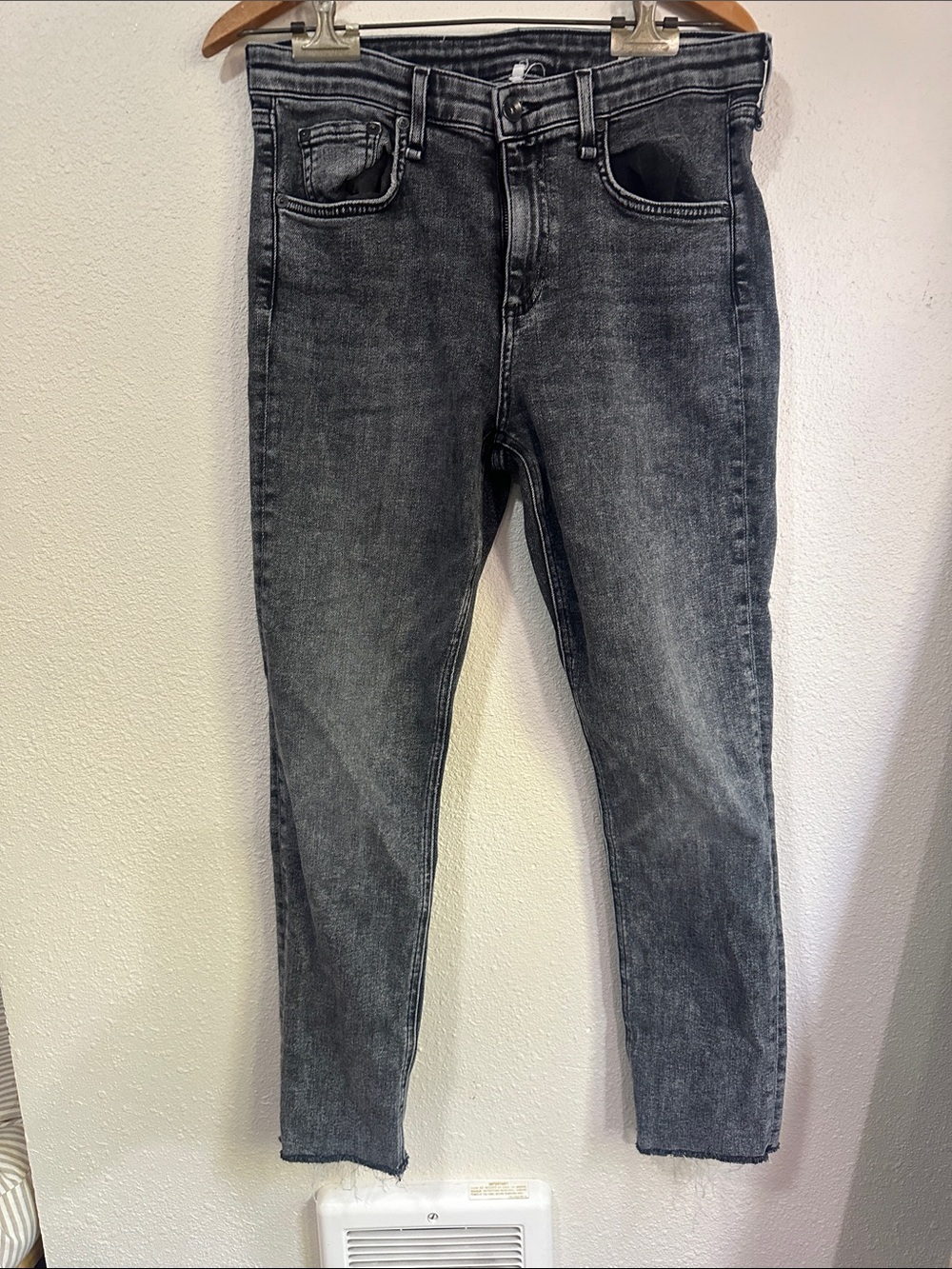 RAG & BONE Cate Mid Rise Faded Gray Skinny Jeans Size 30